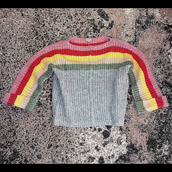 POL || Chunky Striped Sweater Top in Rainbow Cake - SZ Small ✨NWOT✨ - Picture 3 of 12